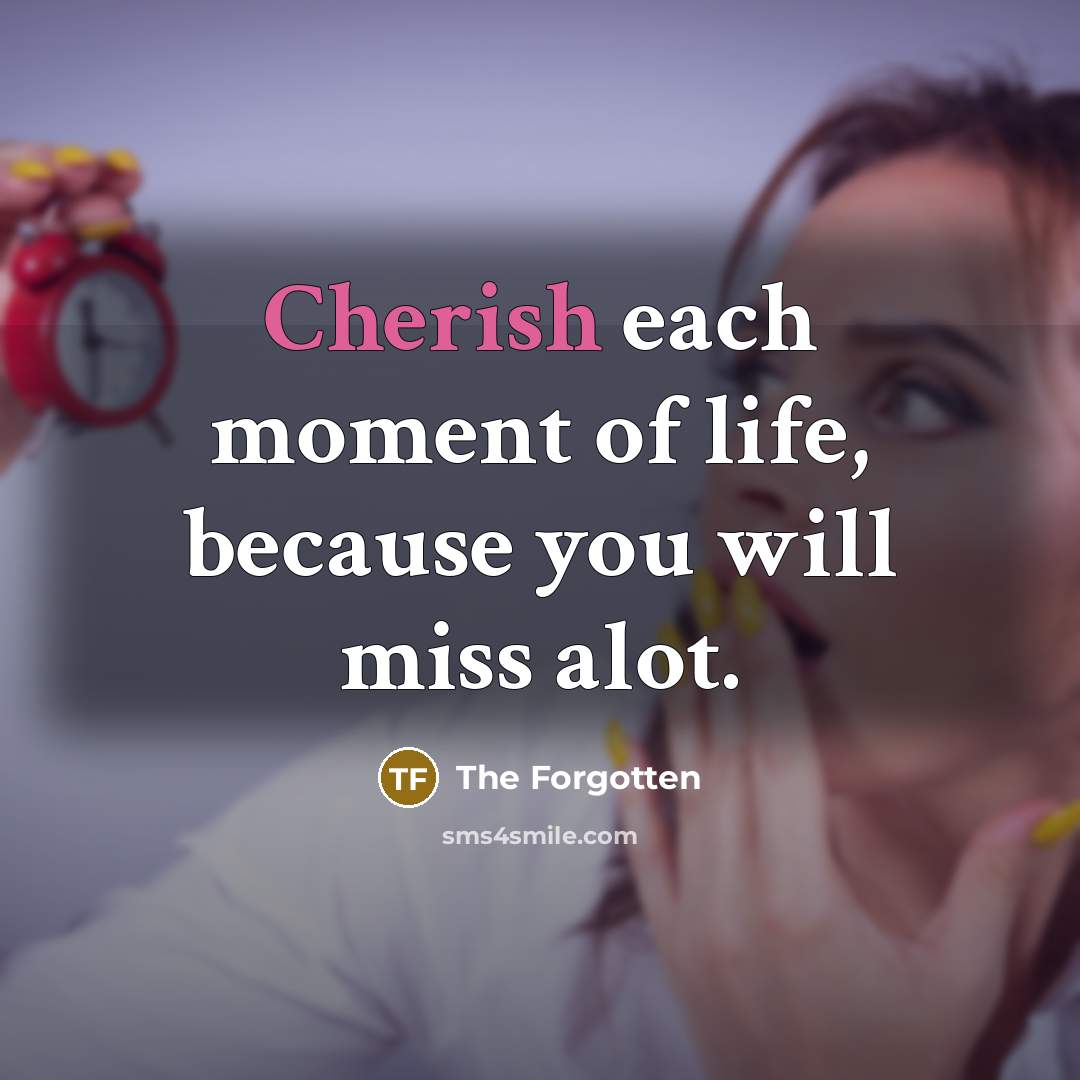 “Cherish each moment of life, because you will miss alot.” quote by The Forgotten