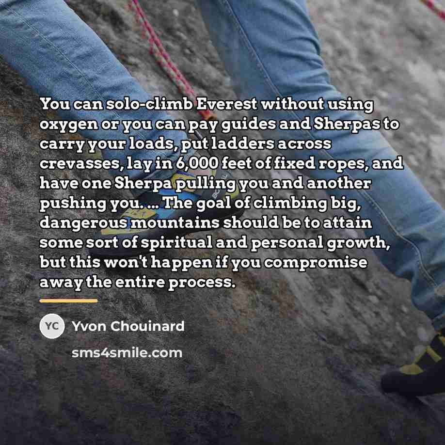 “You can solo-climb Everest without using oxygen or you can…” quote by Yvon Chouinard