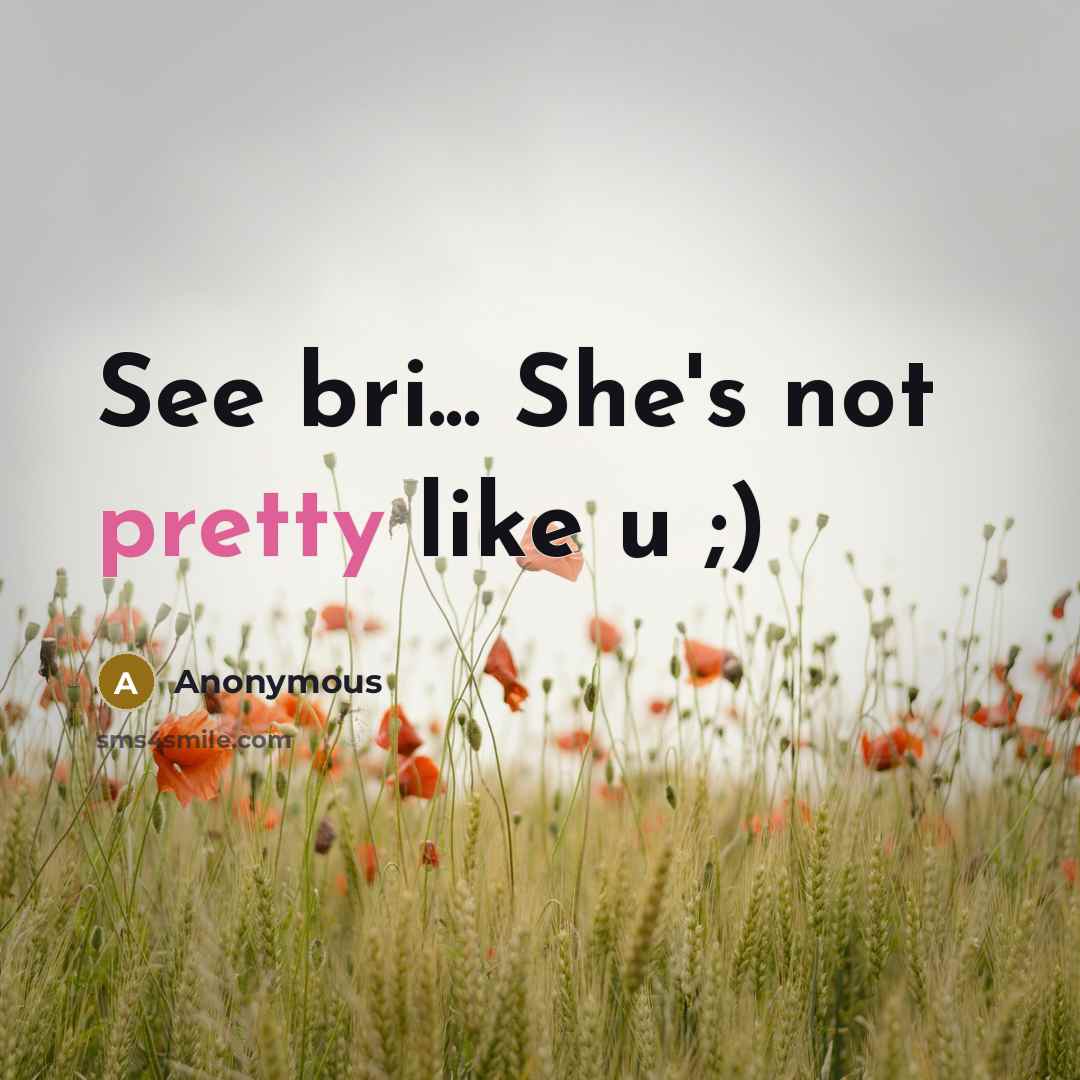 “See bri... She's not pretty like u ;)” quote by Anonymous