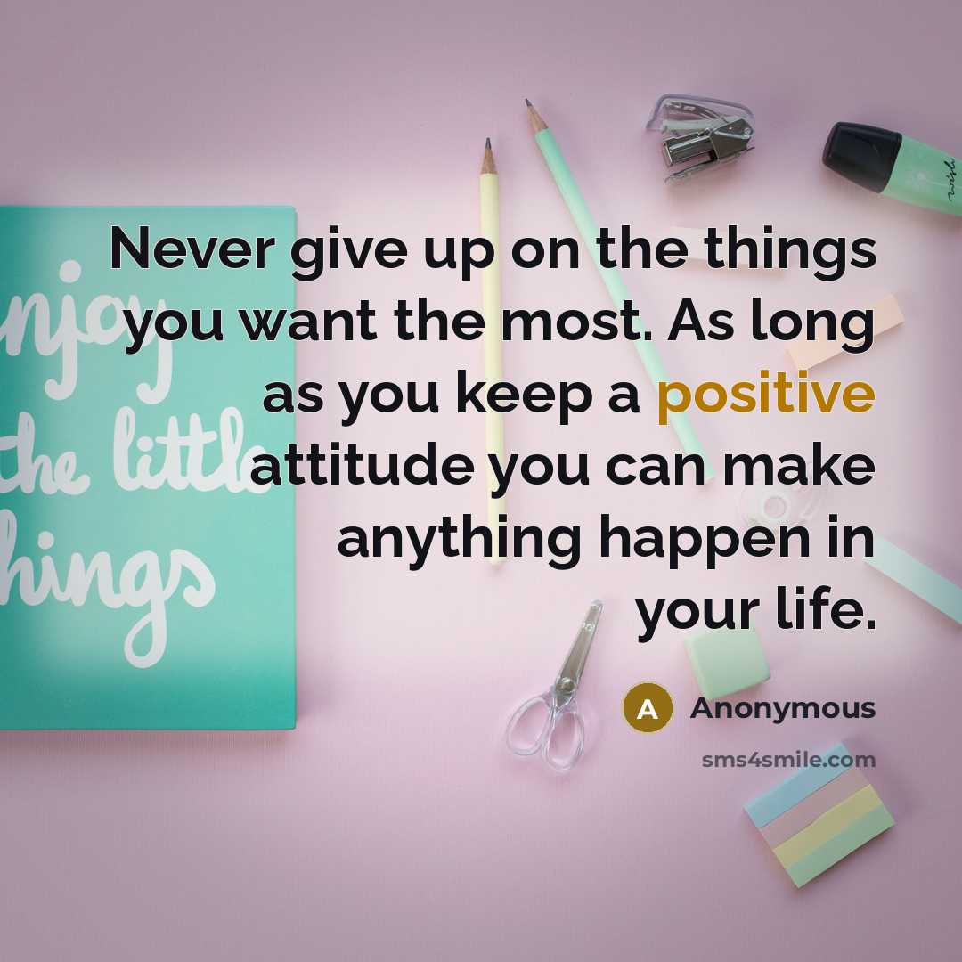 “Never give up on the things you want the most.…” quote by Anonymous