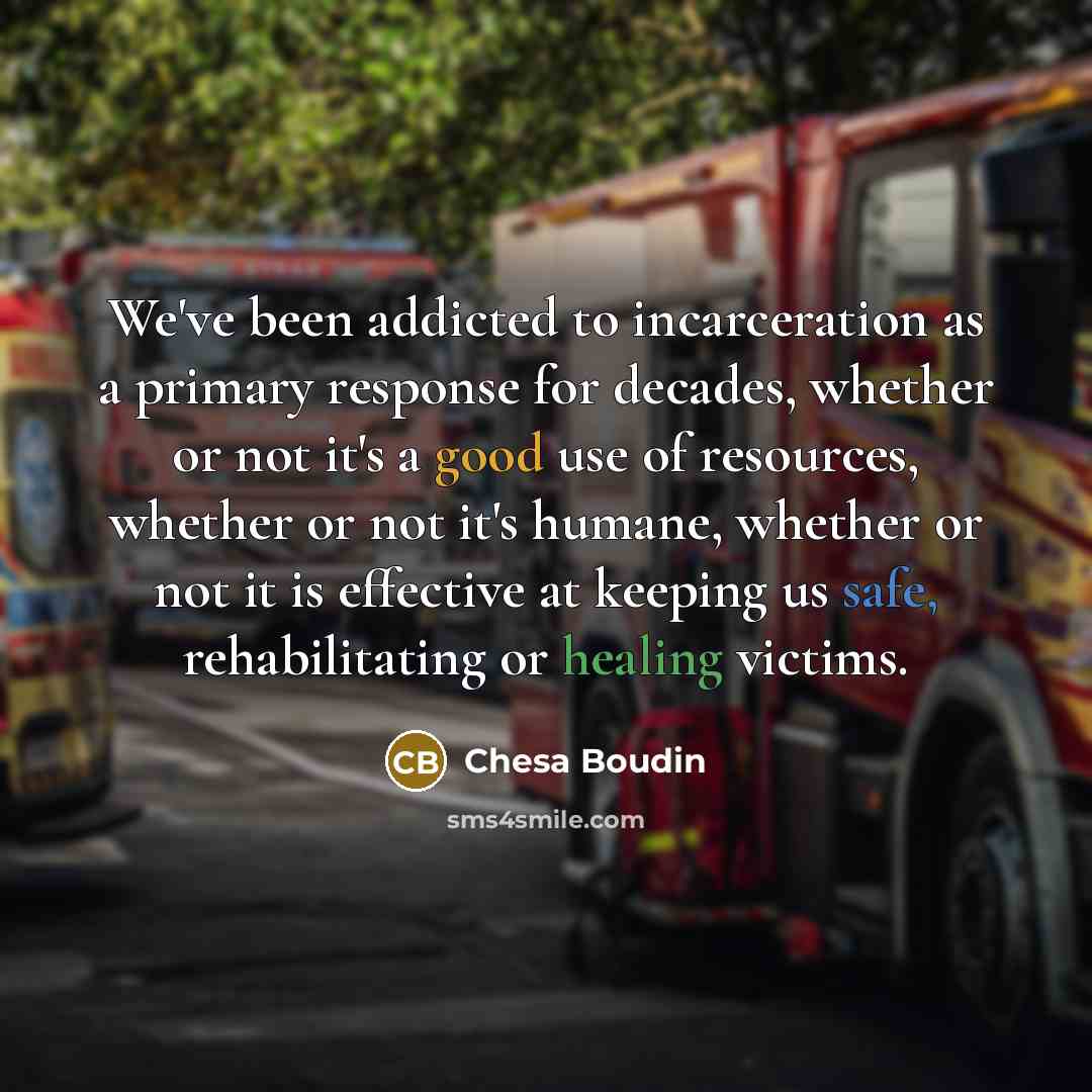 “We've been addicted to incarceration as a primary response for…” quote by Chesa Boudin