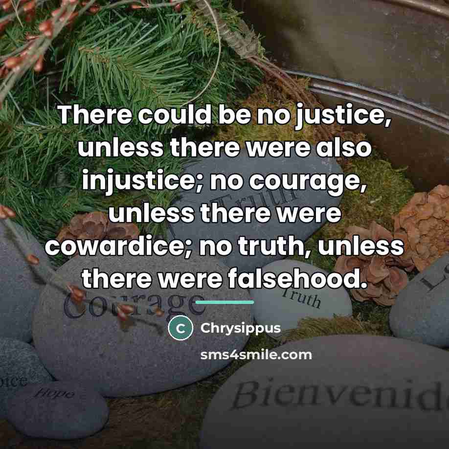 “There could be no justice, unless there were also injustice;…” quote by Chrysippus