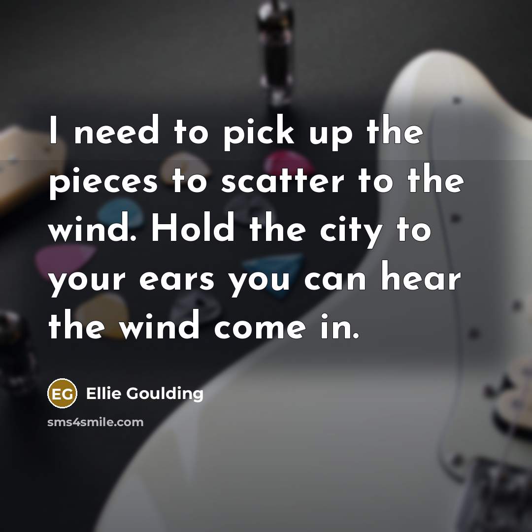 “I need to pick up the pieces to scatter to…” quote by Ellie Goulding