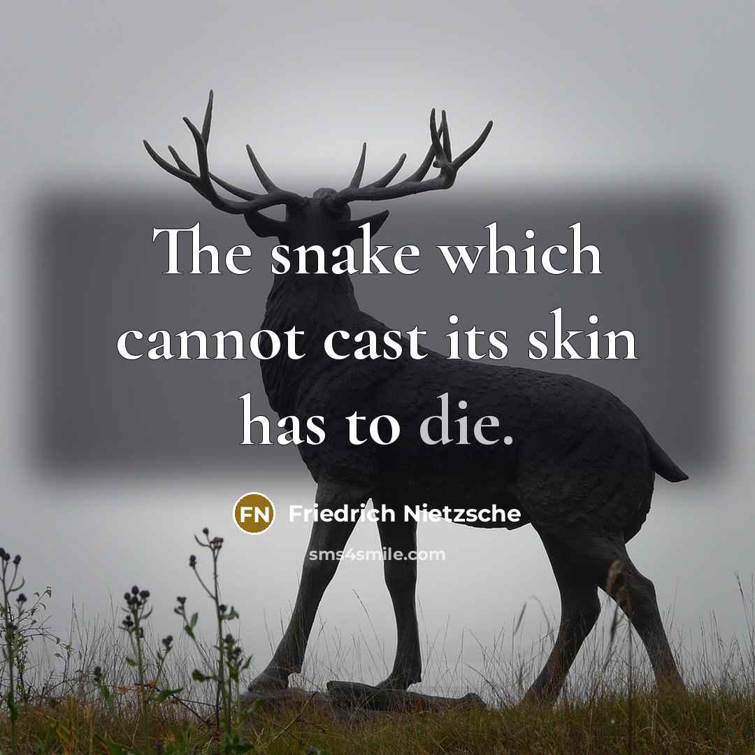 “The snake which cannot cast its skin has to die.” quote by Friedrich Nietzsche