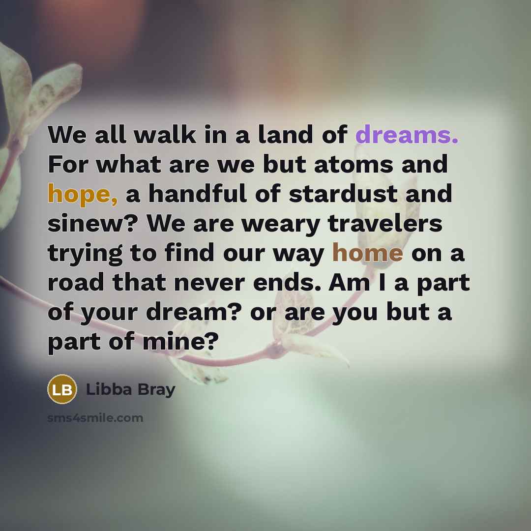 “We all walk in a land of dreams. For what…” quote by Libba Bray