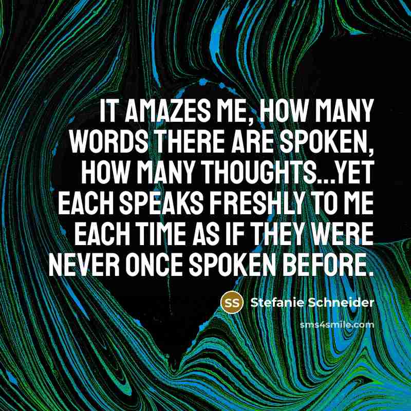 “It amazes me, how many words there are spoken, how…” quote by Stefanie Schneider