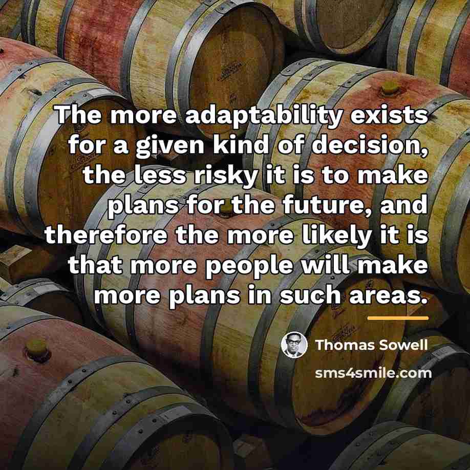 “The more adaptability exists for a given kind of decision,…” quote by Thomas Sowell