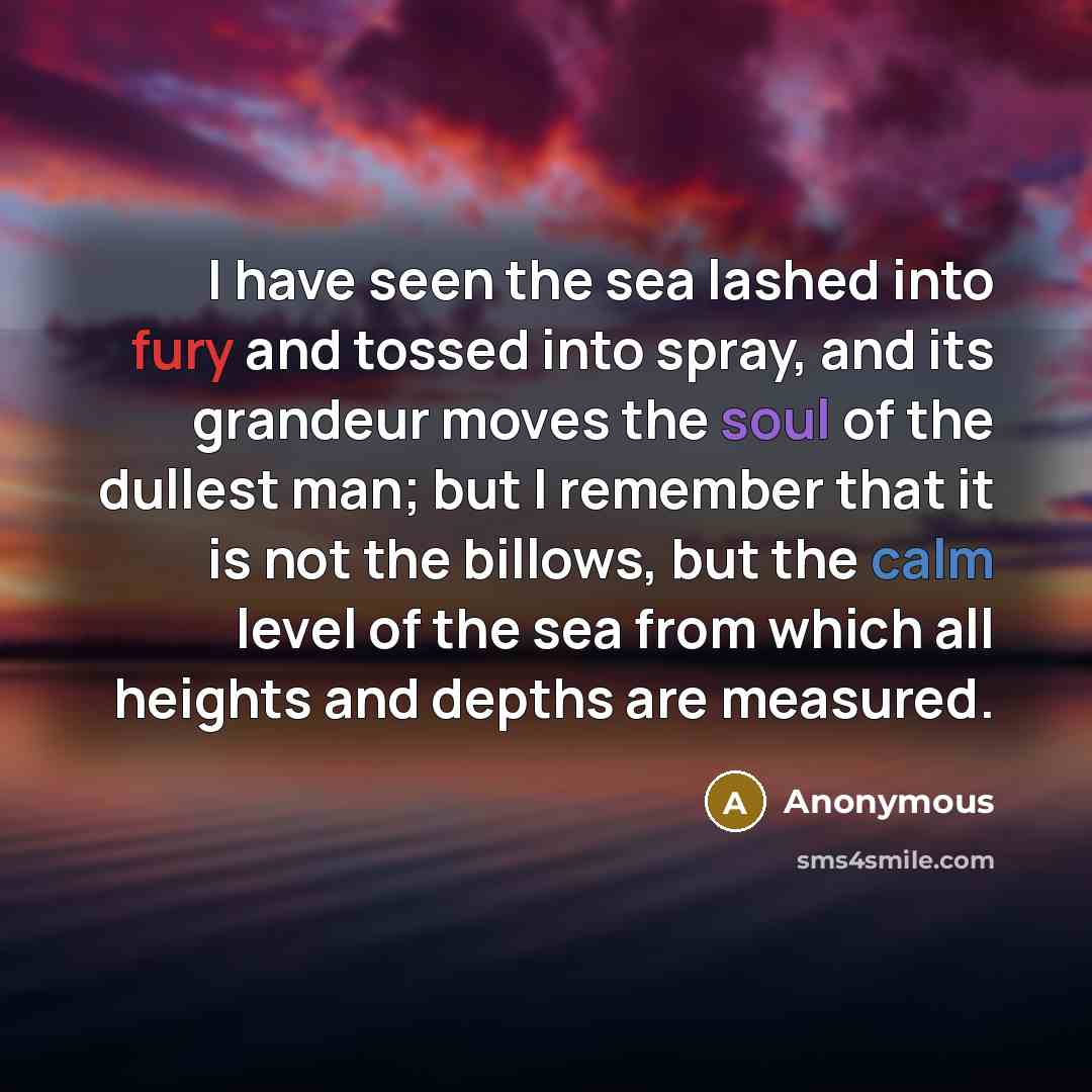 “I have seen the sea lashed into fury and tossed…” quote by Anonymous