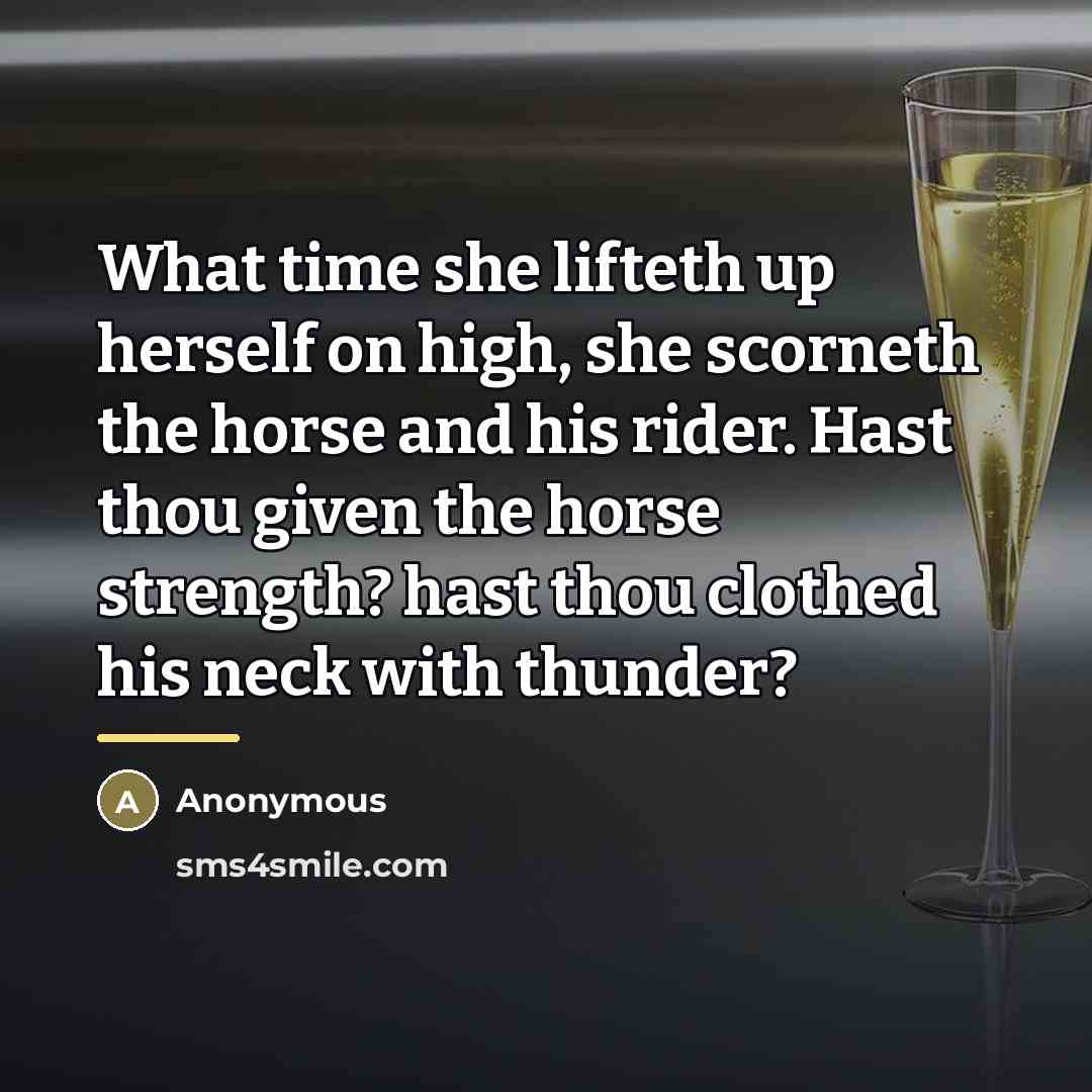 “What time she lifteth up herself on high, she scorneth…” quote by Anonymous