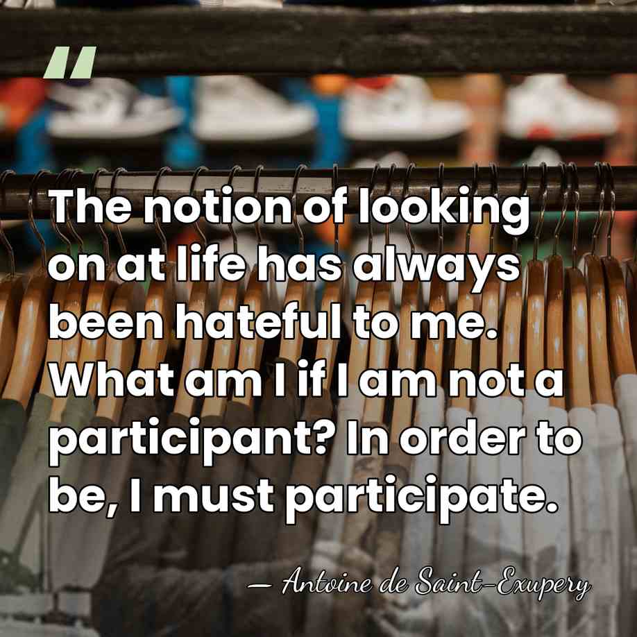 The notion of looking on at life has always been hateful to&hellip; - Antoine De Saint-Exupéry