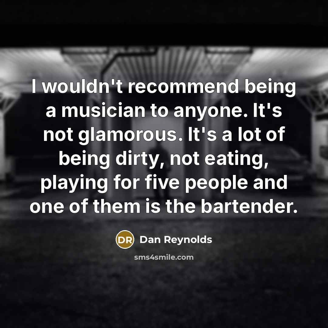 “I wouldn't recommend being a musician to anyone. It's not…” quote by Dan Reynolds