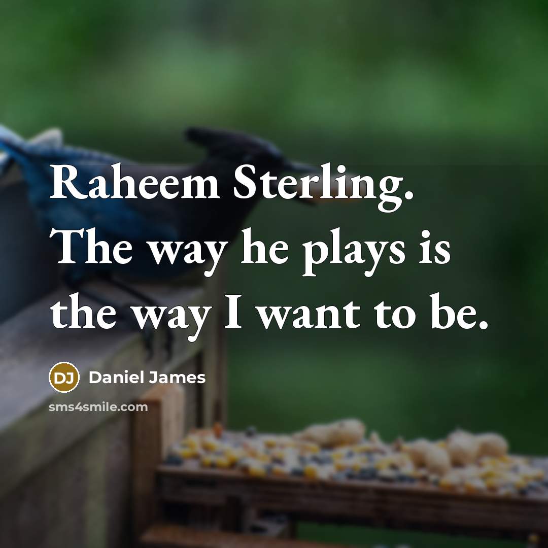 “Raheem Sterling. The way he plays is the way I want to be.” quote by Daniel James