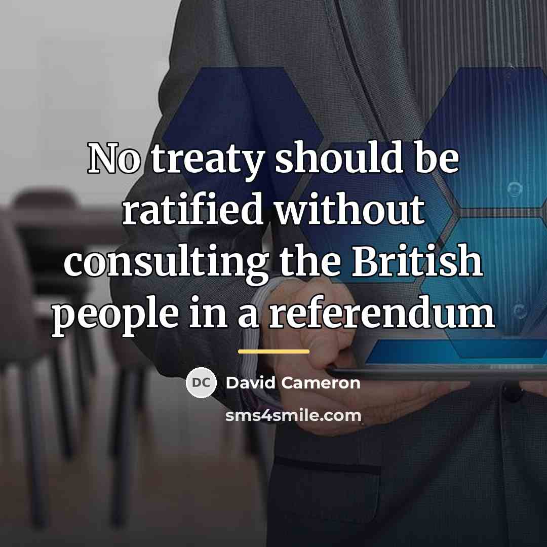 “No treaty should be ratified without consulting the British people…” quote by David Cameron