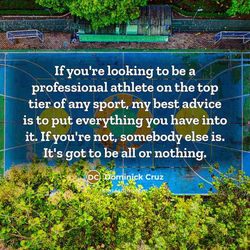 “If you're looking to be a professional athlete on the…” quote by Dominick Cruz