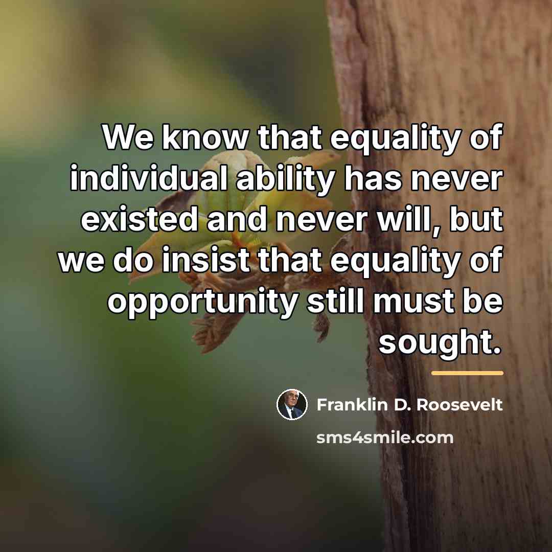 “We know that equality of individual ability has never existed…” quote by Franklin D. Roosevelt