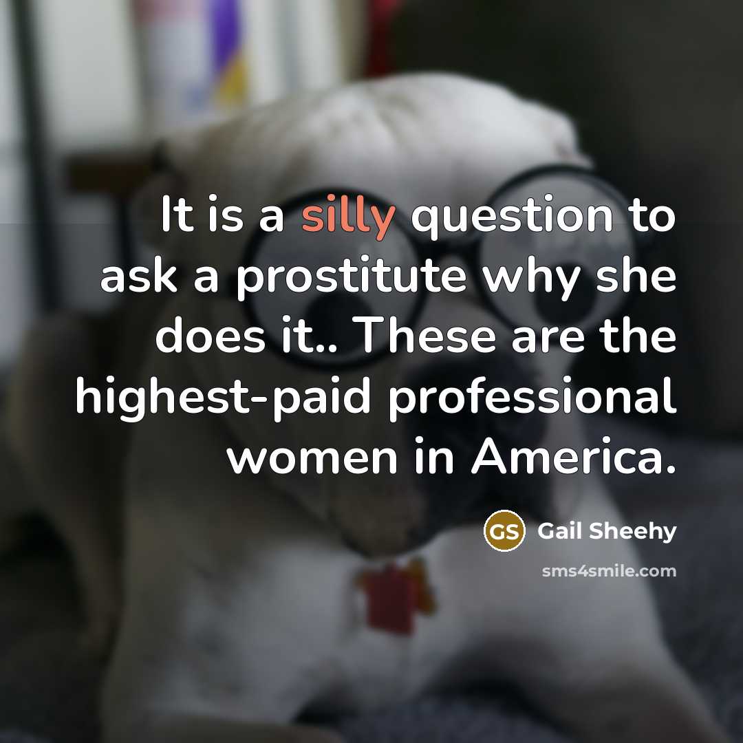 “It is a silly question to ask a prostitute why…” quote by Gail Sheehy