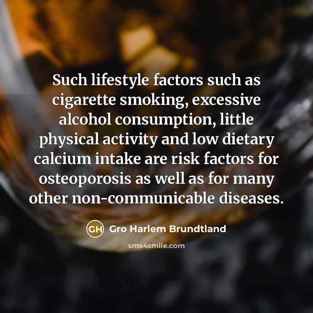 “Such lifestyle factors such as cigarette smoking, excessive alcohol consumption,…” quote by Gro Harlem Brundtland