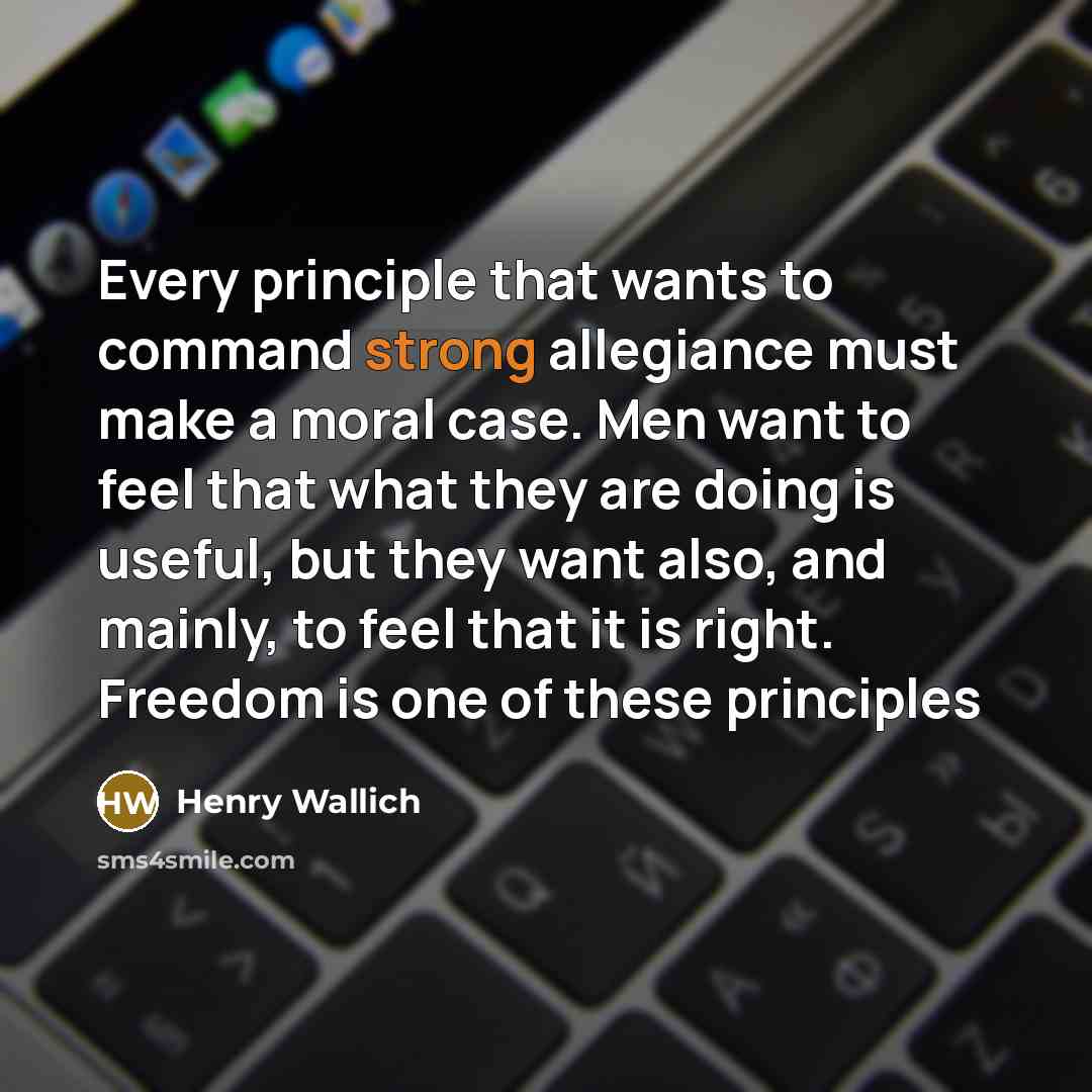 “Every principle that wants to command strong allegiance must make…” quote by Henry Wallich