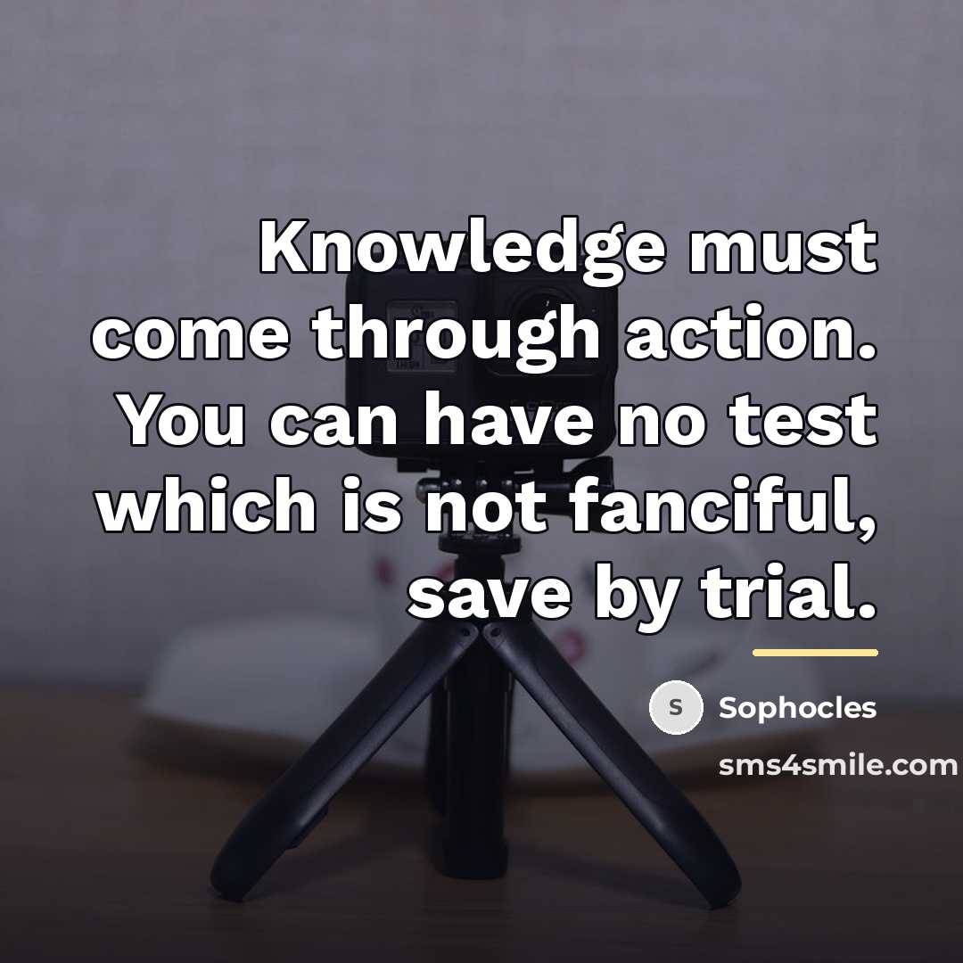 “Knowledge must come through action. You can have no test…” quote by Sophocles
