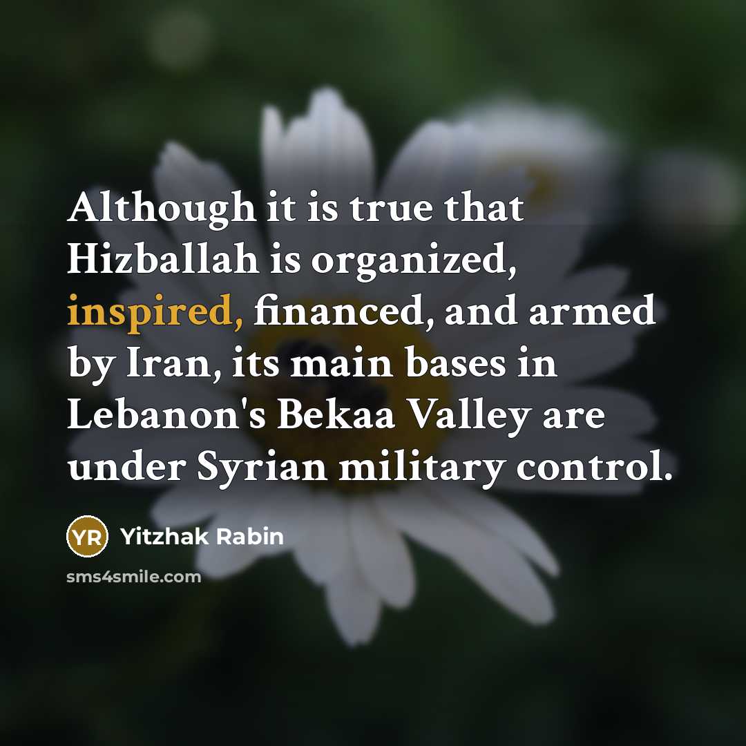“Although it is true that Hizballah is organized, inspired, financed,…” quote by Yitzhak Rabin