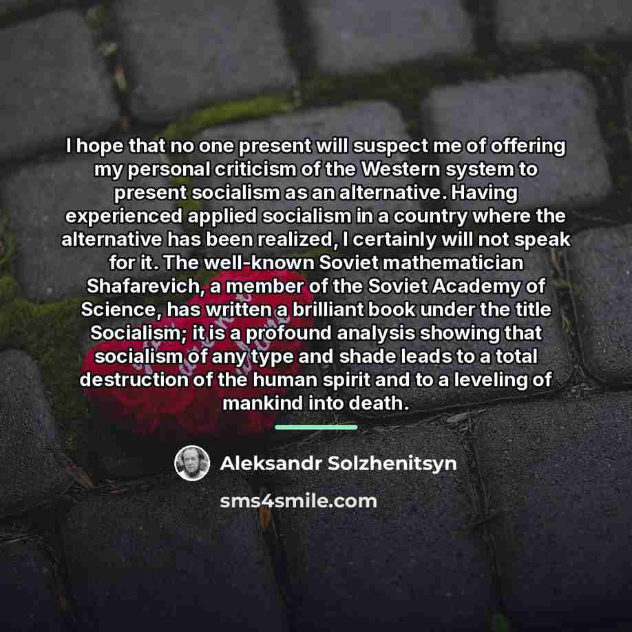 “I hope that no one present will suspect me of…” quote by Aleksandr Solzhenitsyn