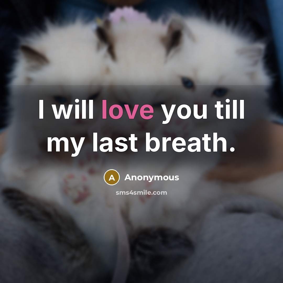 “I will love you till my last breath.” quote by Anonymous