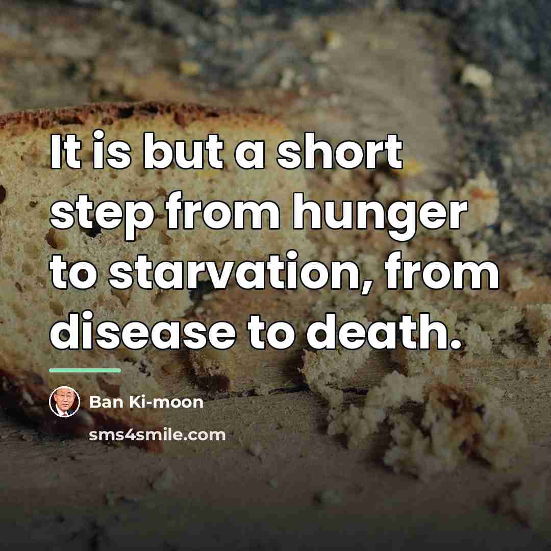 “It is but a short step from hunger to starvation,…” quote by Ban Ki-moon