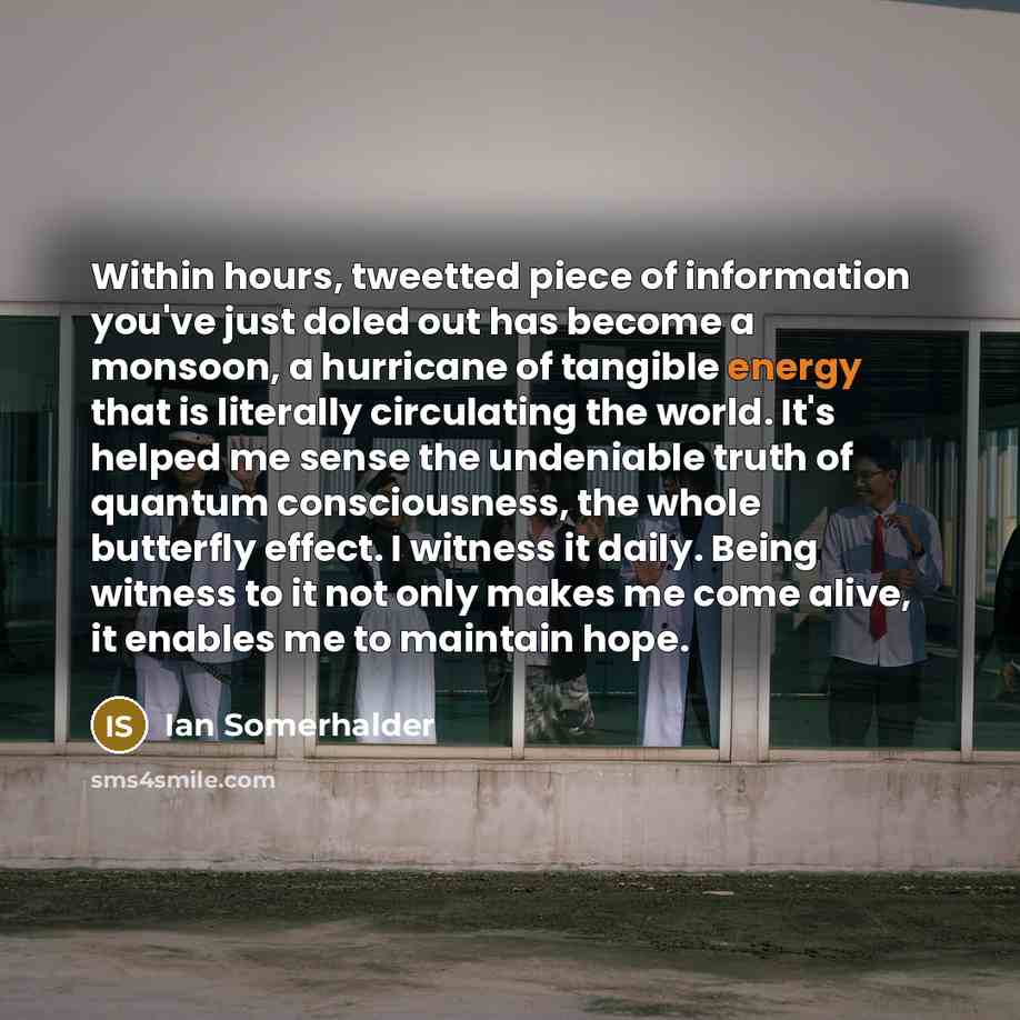 “Within hours, tweetted piece of information you've just doled out…” quote by Ian Somerhalder