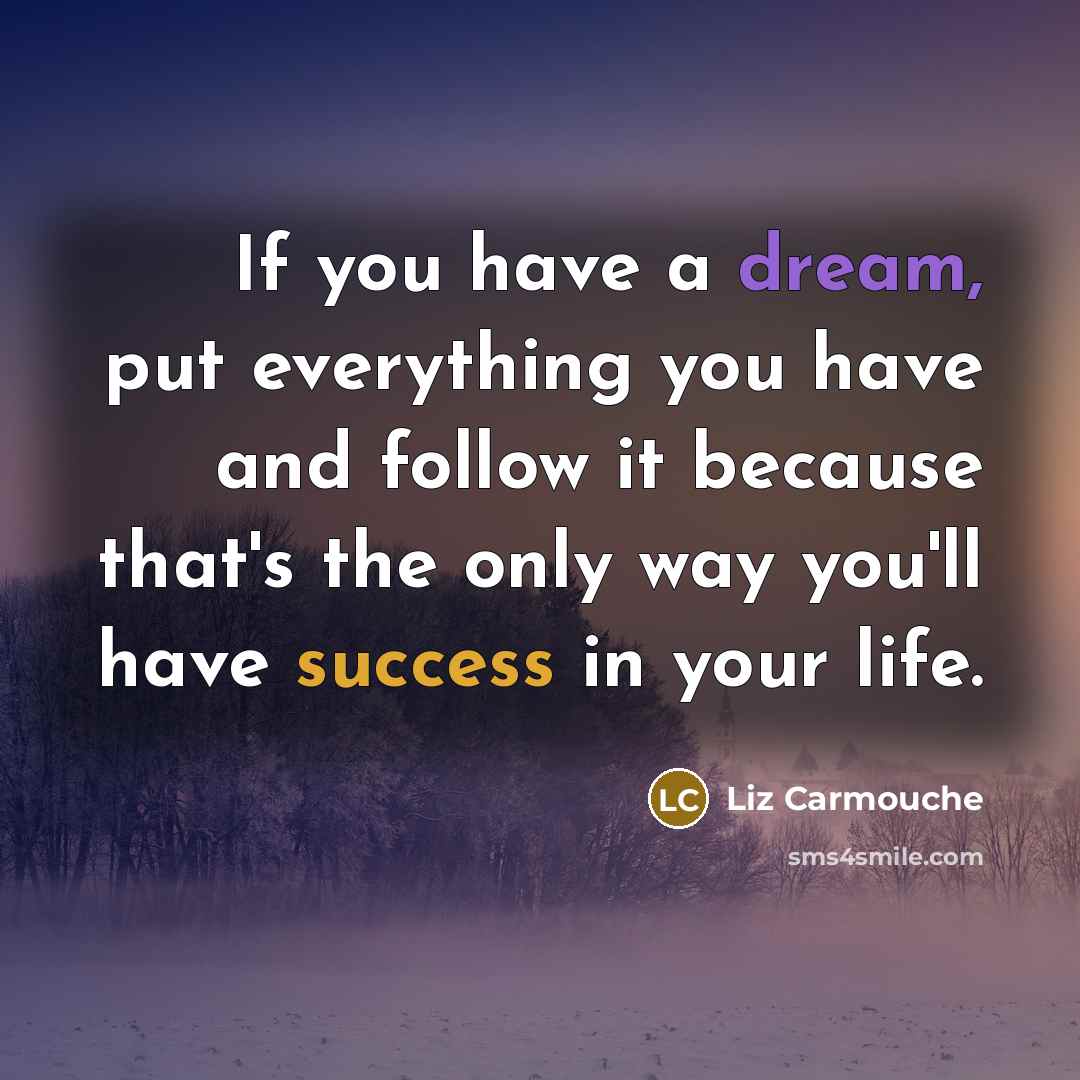 “If you have a dream, put everything you have and follow it because that's the only way you'll have success in your life.” quote by Liz Carmouche