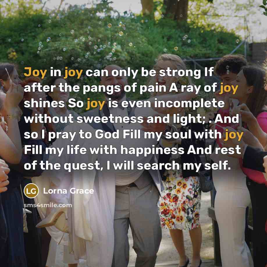 “Joy in joy can only be strong If after the…” quote by Lorna Grace