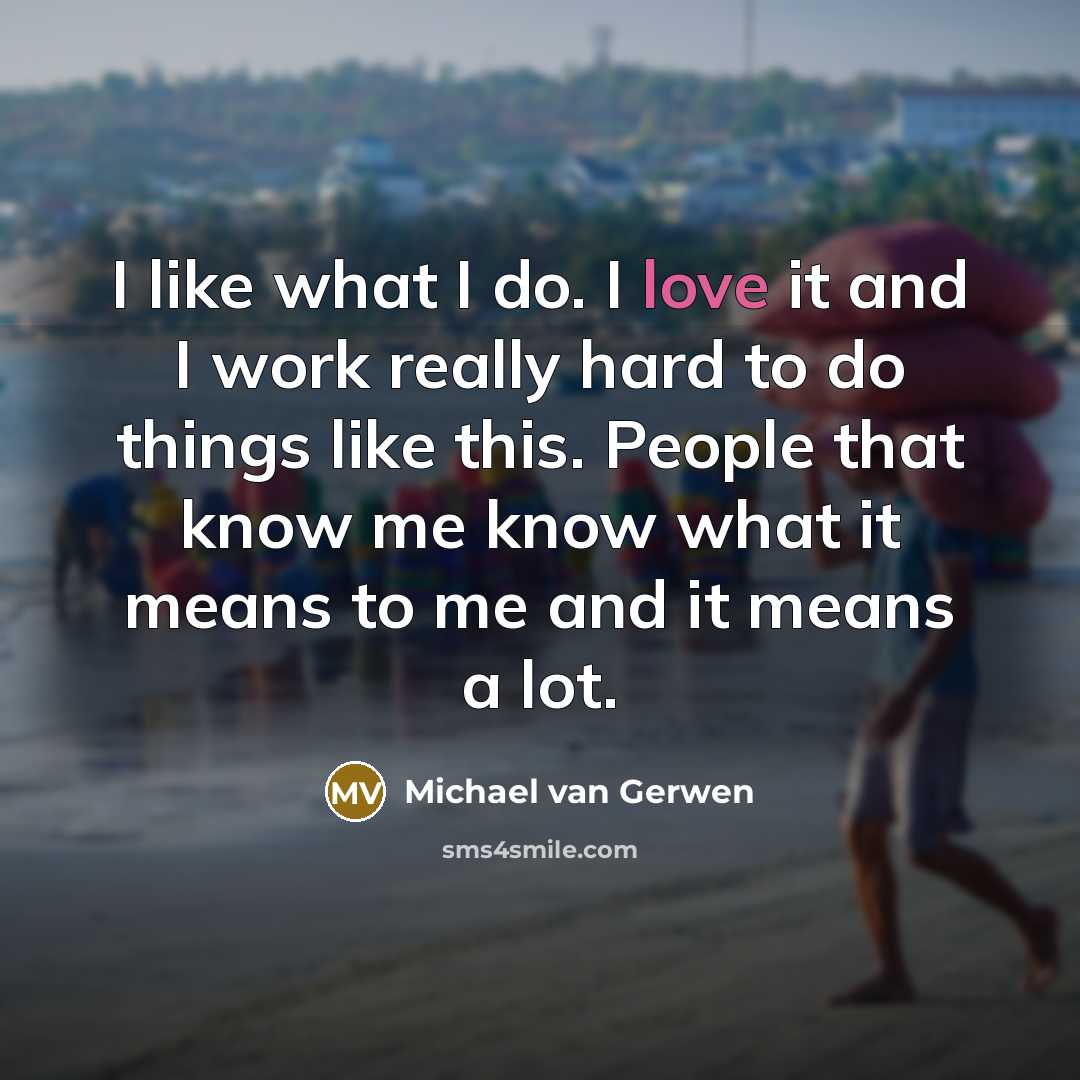 “I like what I do. I love it and I…” quote by Michael van Gerwen