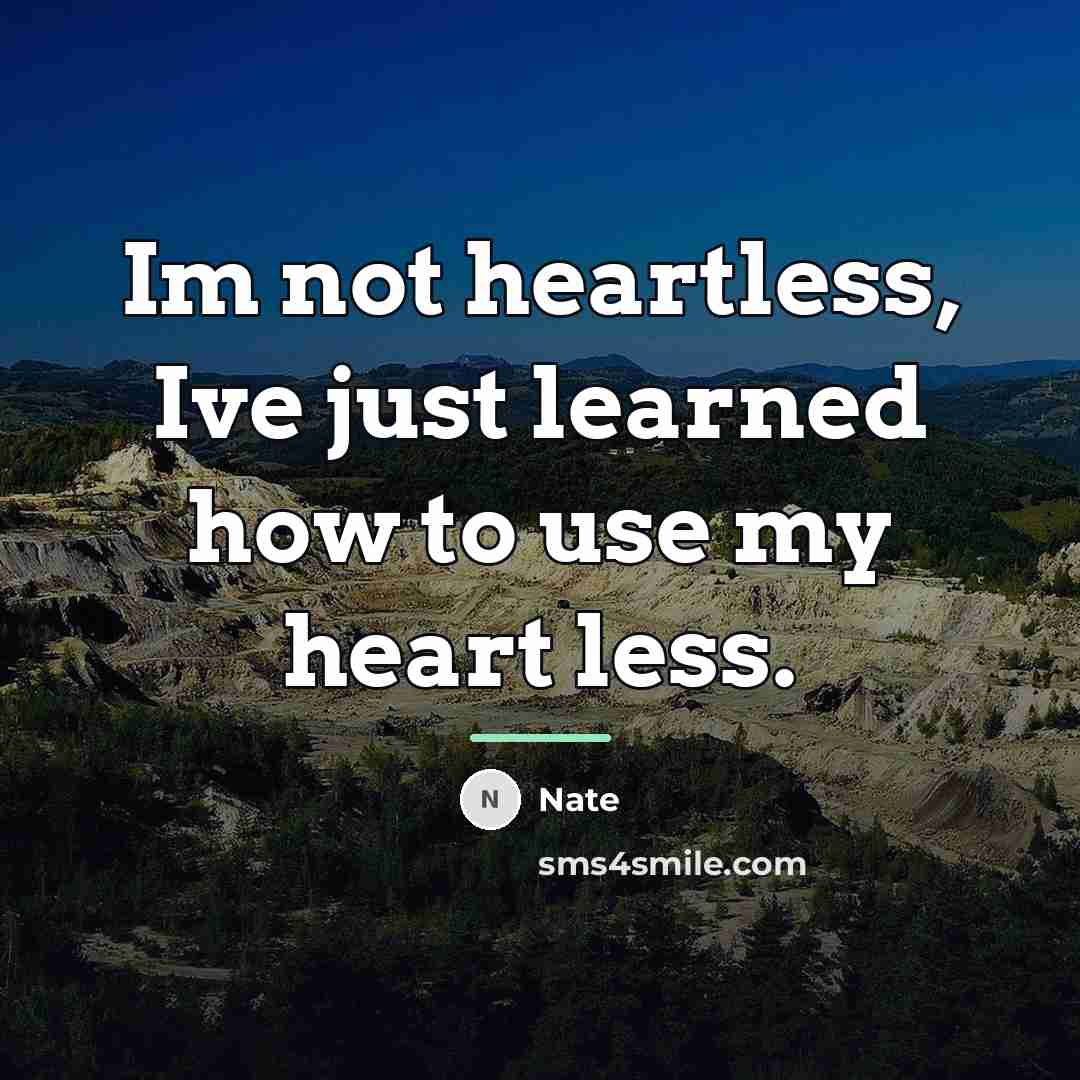 “Im not heartless, Ive just learned how to use my…” quote by Nate