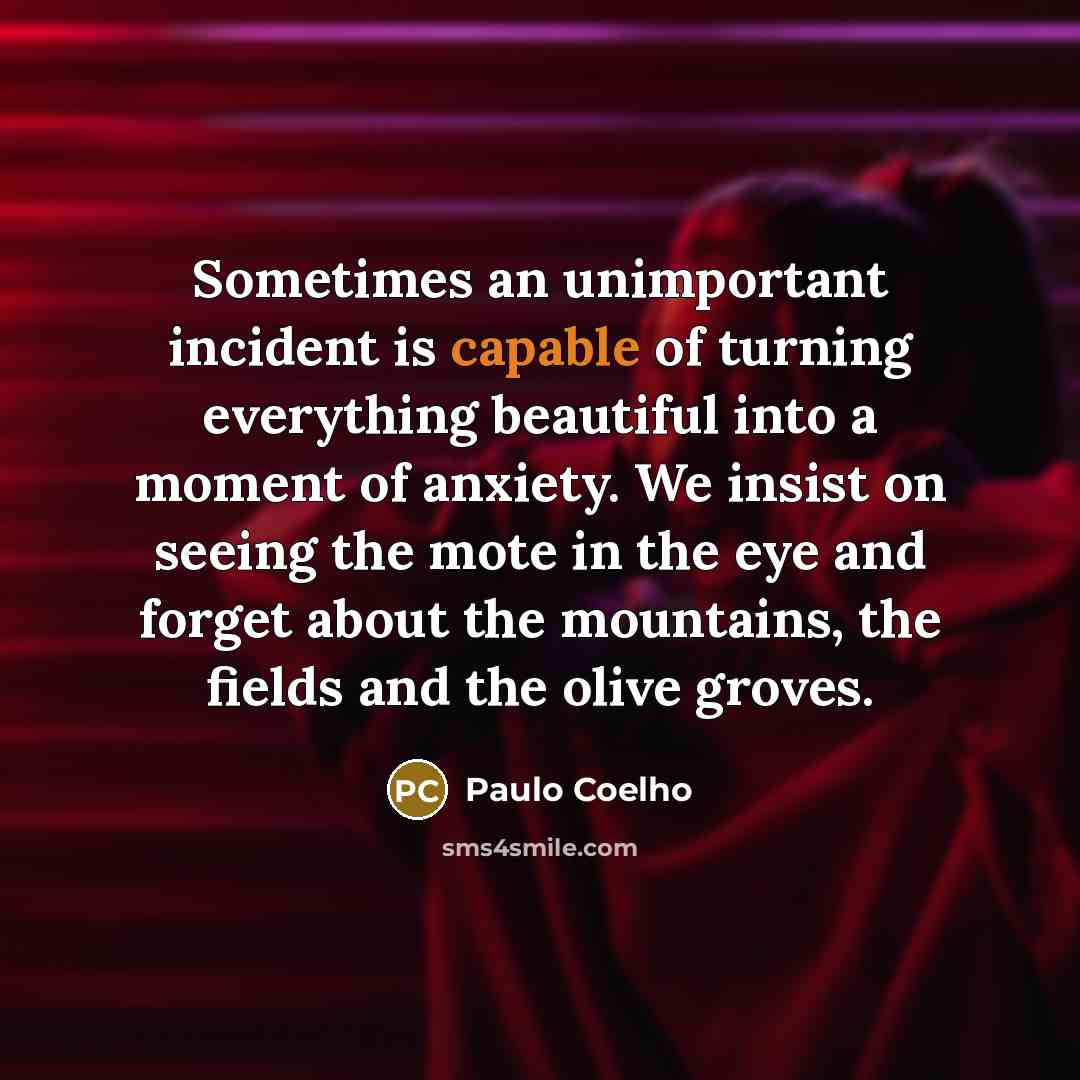 “Sometimes an unimportant incident is capable of turning everything beautiful…” quote by Paulo Coelho