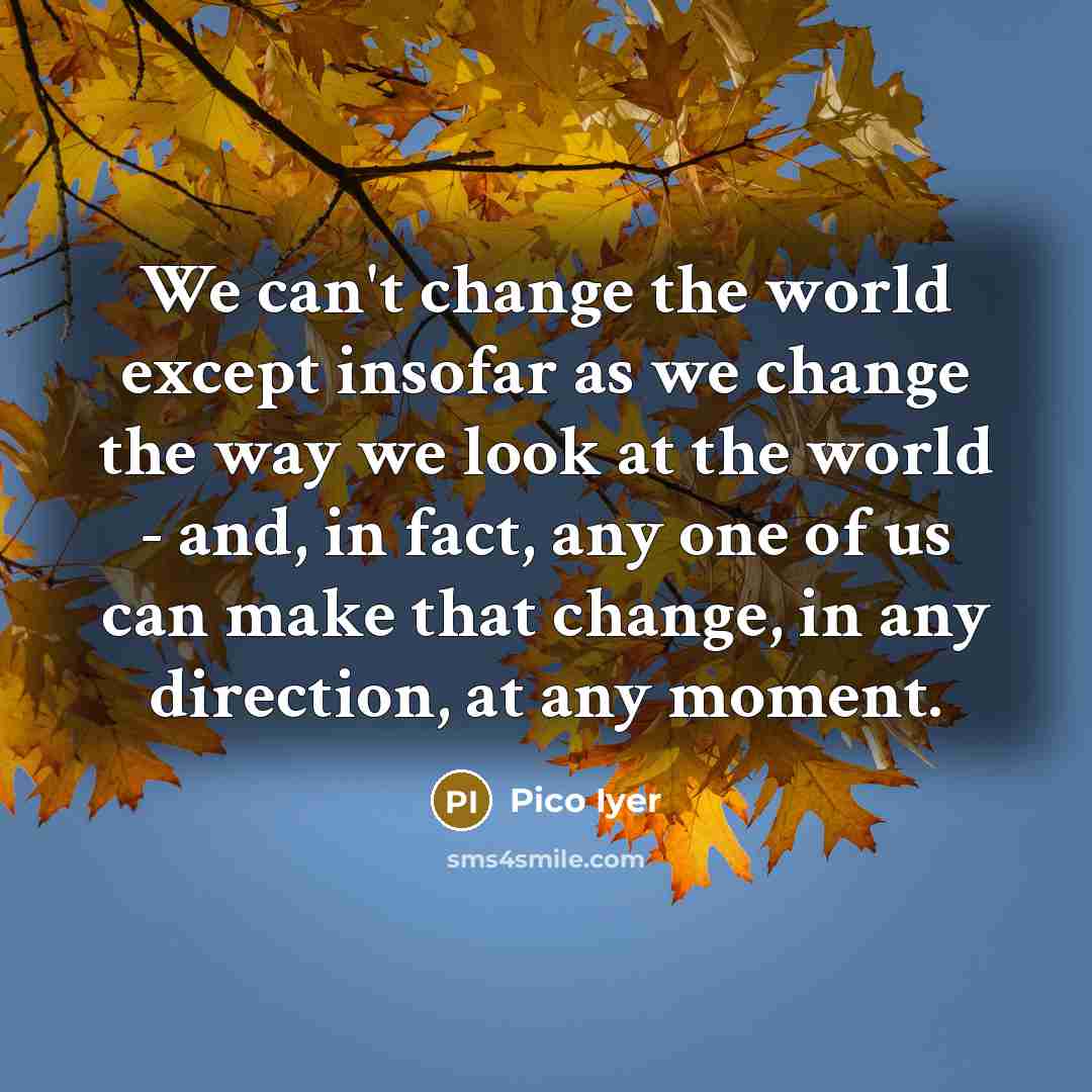 “We can't change the world except insofar as we change…” quote by Pico Iyer