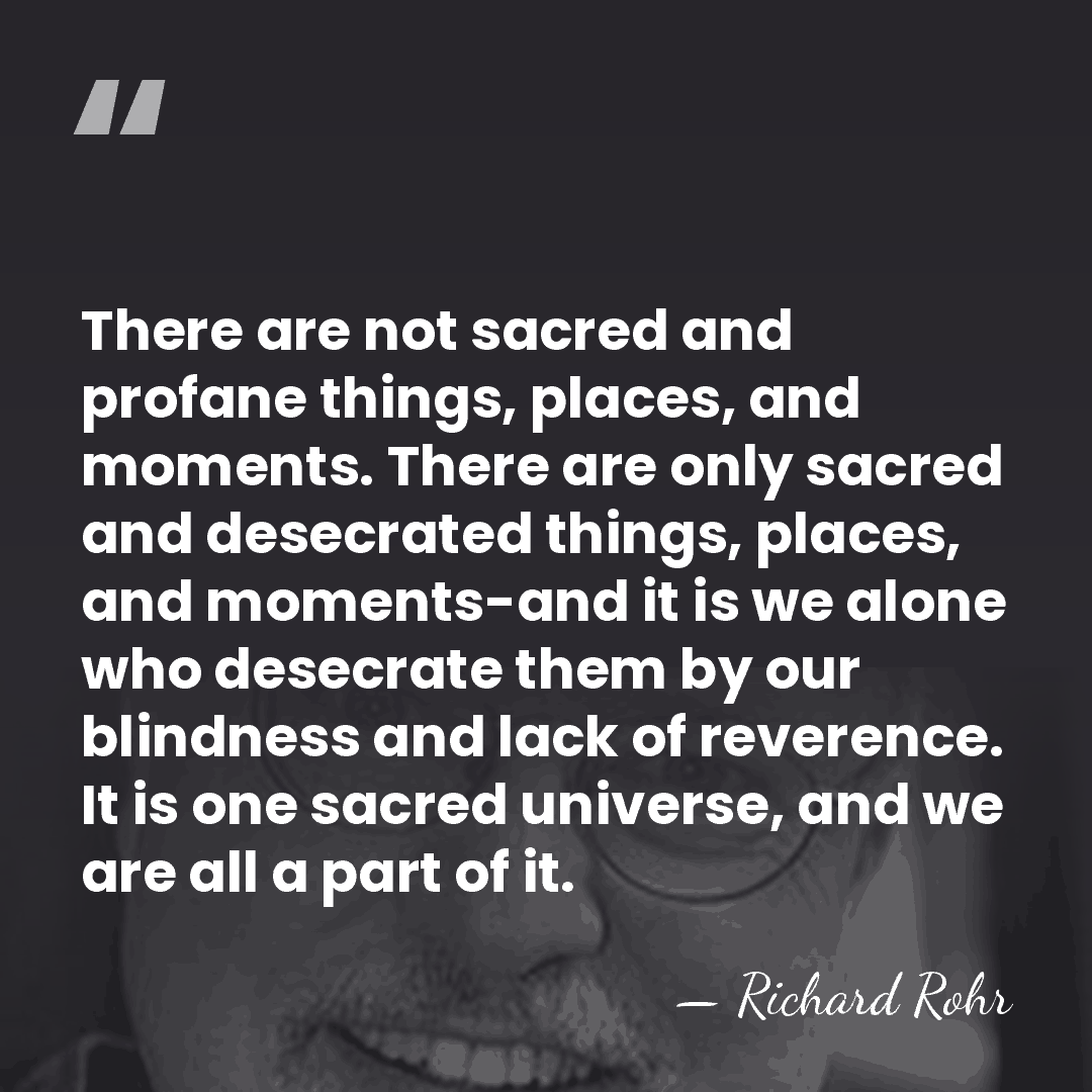 There are not sacred and profane things, places, and moments. There are&hellip; - Richard Rohr
