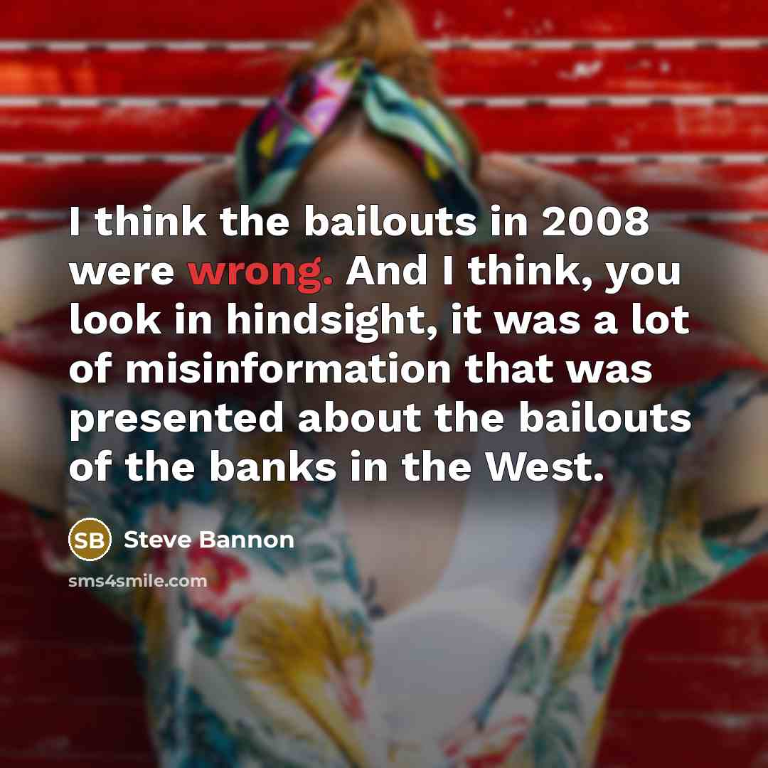 “I think the bailouts in 2008 were wrong. And I…” quote by Steve Bannon