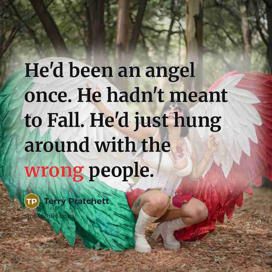“He'd been an angel once. He hadn't meant to Fall.…” quote by Terry Pratchett