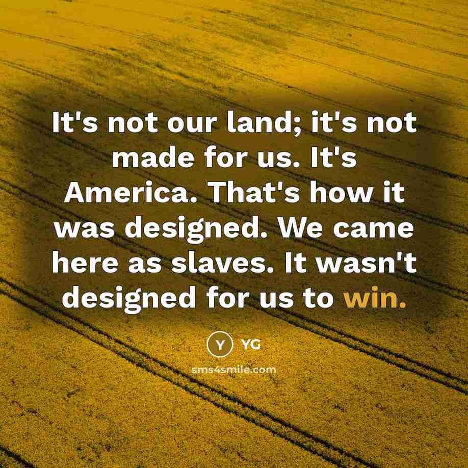 “It's not our land; it's not made for us. It's…” quote by YG