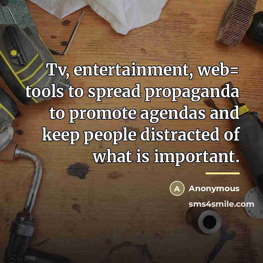 “Tv, entertainment, web= tools to spread propaganda to promote agendas…” quote by Anonymous