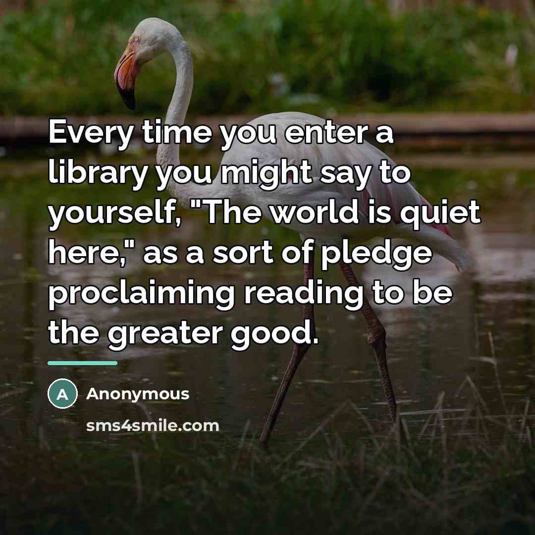 “Every time you enter a library you might say to…” quote by Anonymous