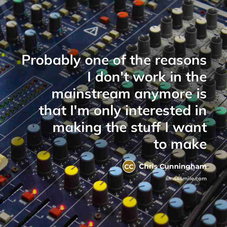 “Probably one of the reasons I don't work in the…” quote by Chris Cunningham