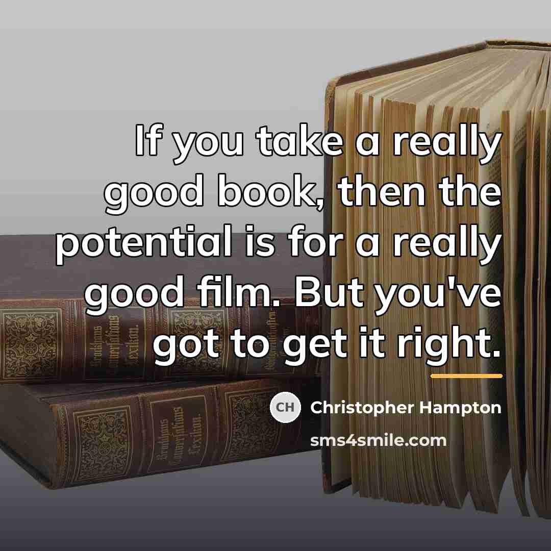 “If you take a really good book, then the potential…” quote by Christopher Hampton