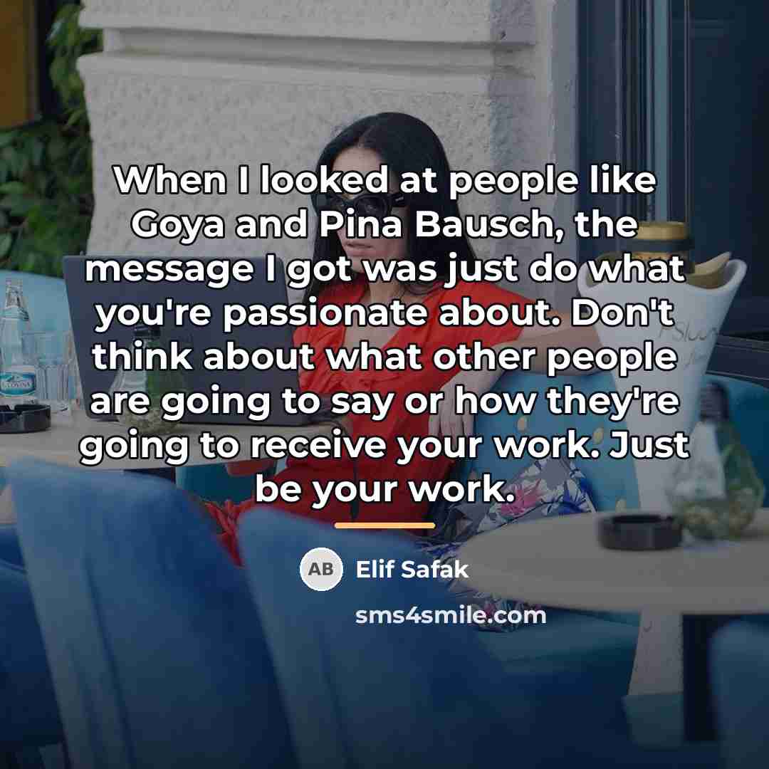 “When I looked at people like Goya and Pina Bausch,…” quote by Elif Safak