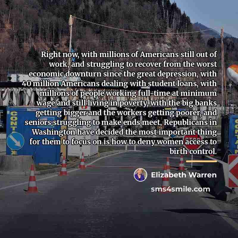 “Right now, with millions of Americans still out of work,…” quote by Elizabeth Warren