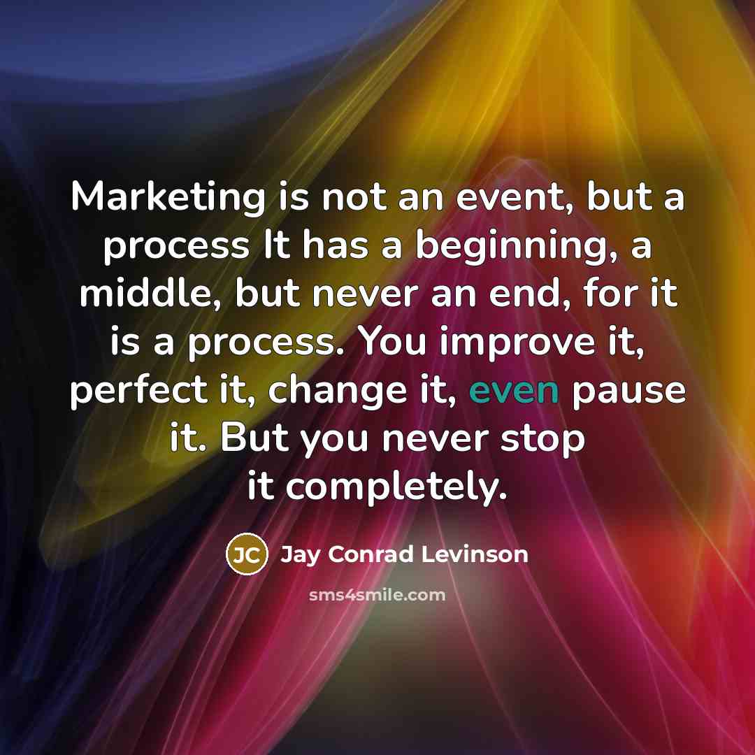“Marketing is not an event, but a process It has…” quote by Jay Conrad Levinson