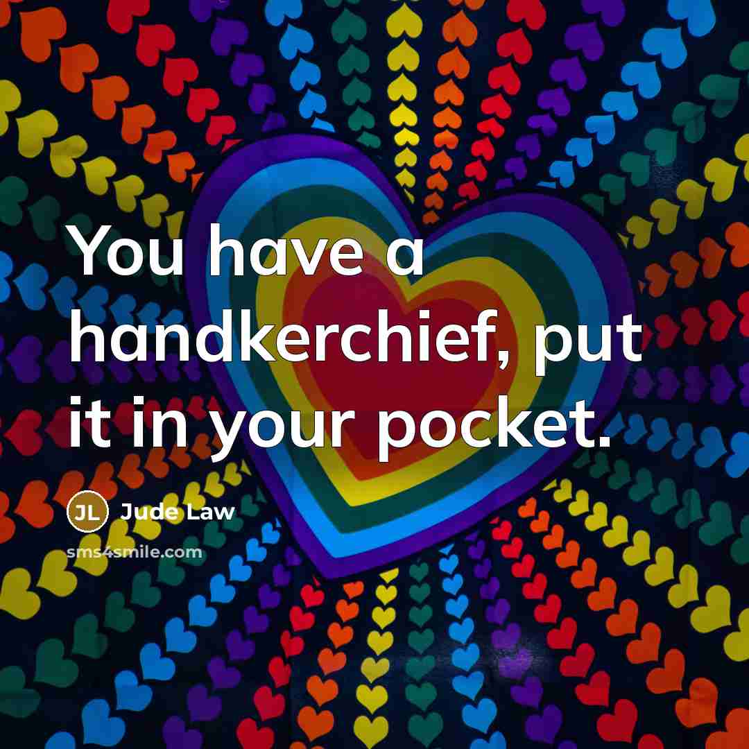“You have a handkerchief, put it in your pocket.” quote by Jude Law