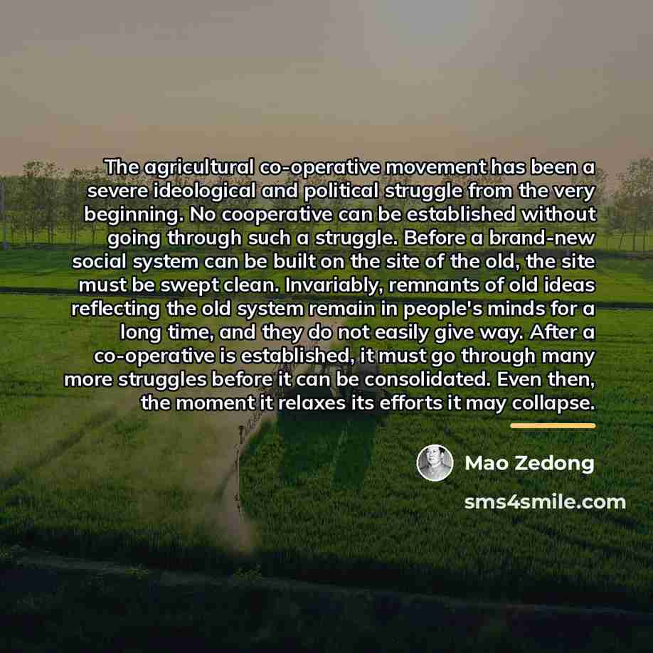 “The agricultural co-operative movement has been a severe ideological and…” quote by Mao Zedong