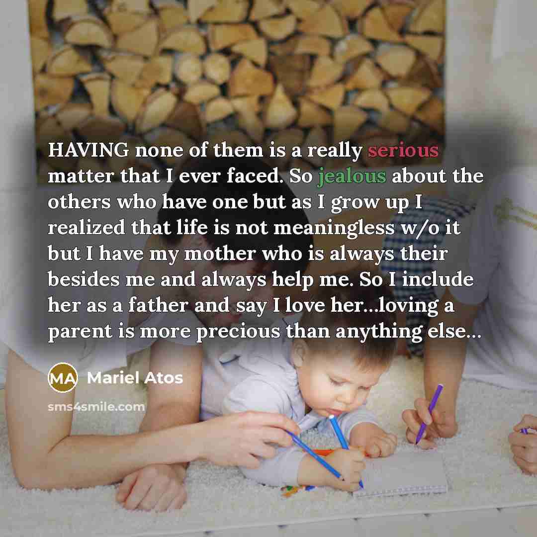 “HAVING none of them is a really serious matter that…” quote by Mariel Atos