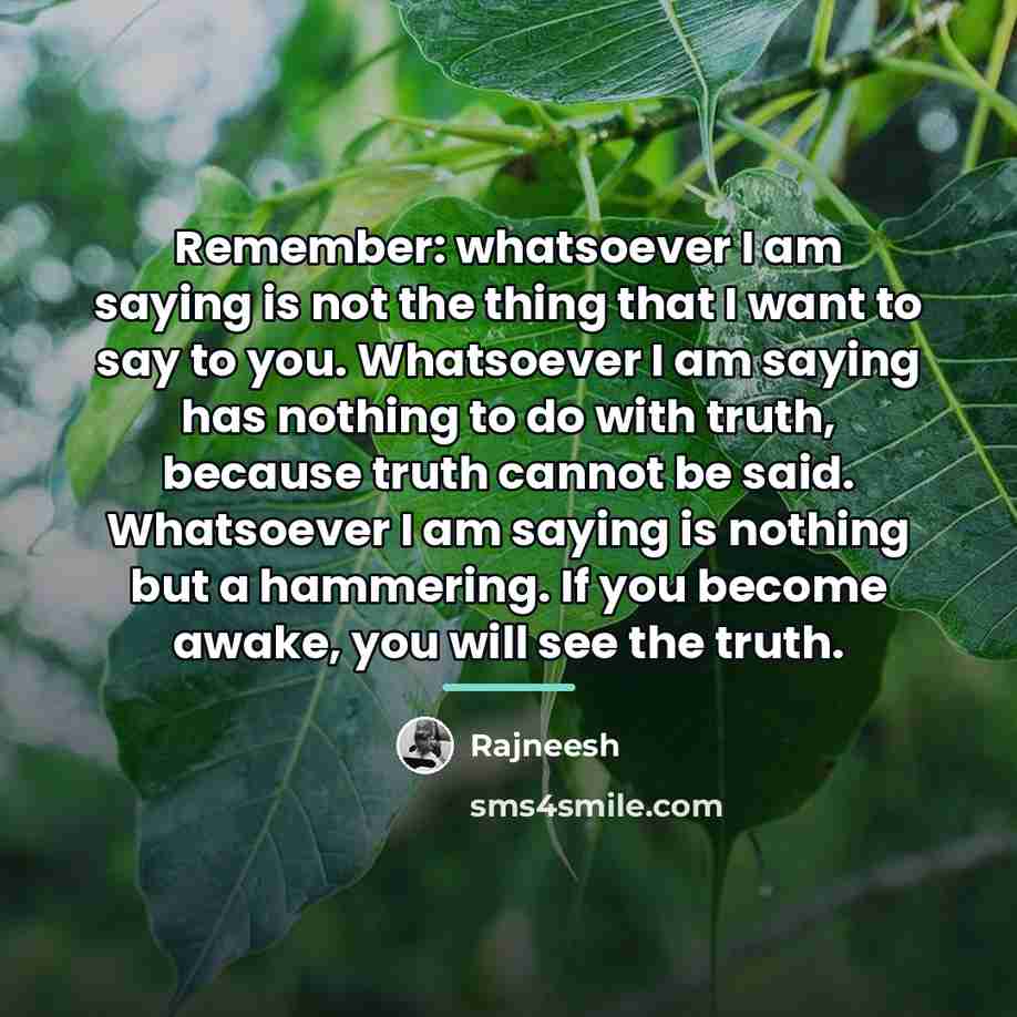 “Remember: whatsoever I am saying is not the thing that…” quote by Rajneesh