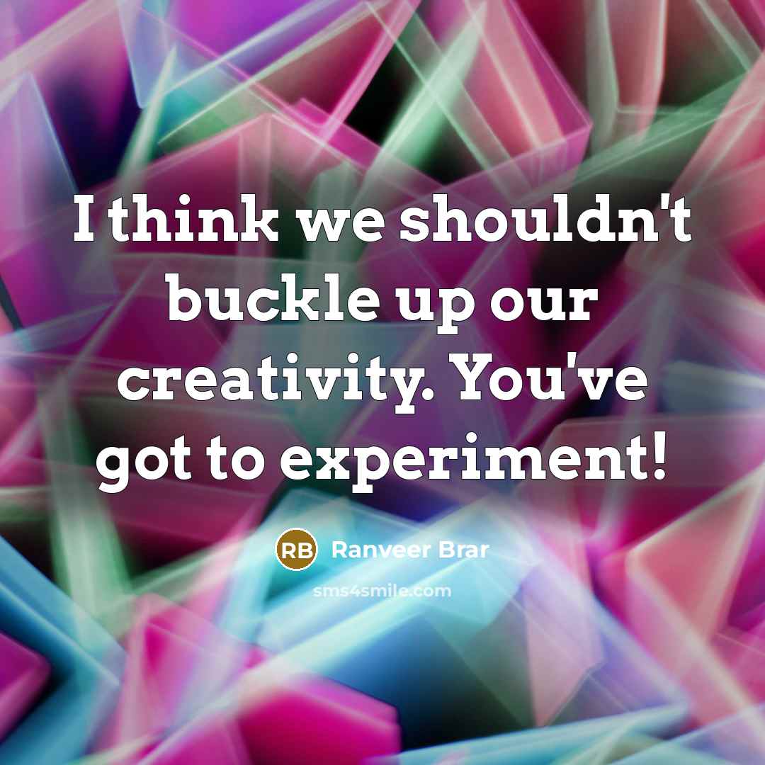 “I think we shouldn't buckle up our creativity. You've got…” quote by Ranveer Brar